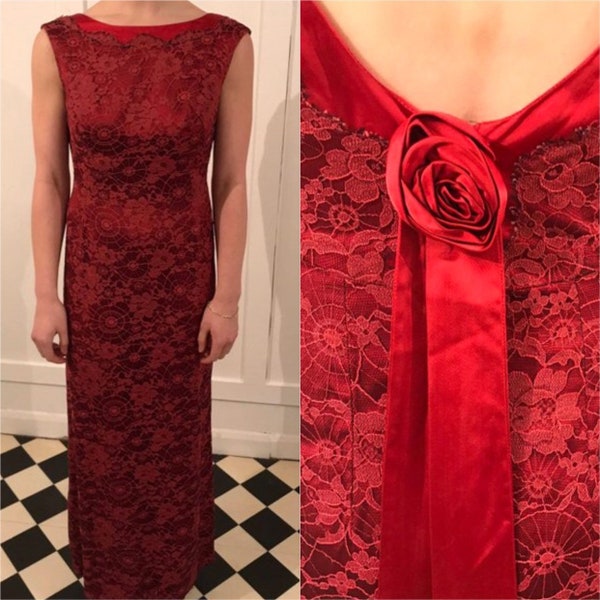 Vtg red lace dress 80s