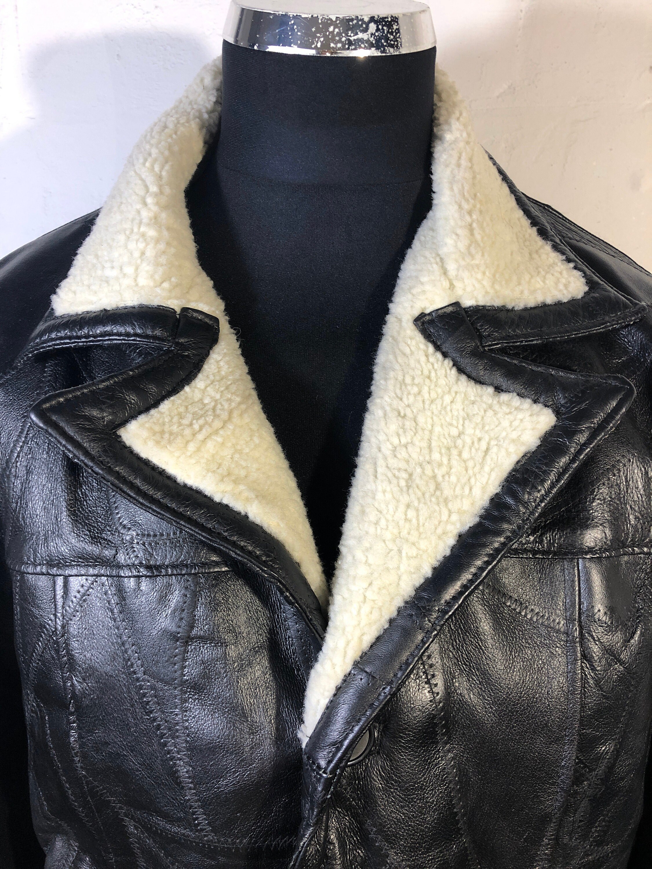Mens Leather Jkt Pig Skin Patchwork Faux Fur Collar - Etsy UK