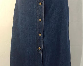 Saia jeans Vtg anos 70 A Line "PlushBottoms"