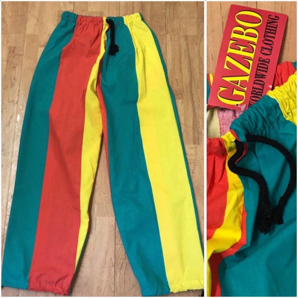 90s trousers/pants-drawstring waist-stripe-new dead stock "gazebo"circus clown festival-costume