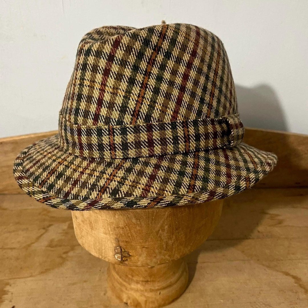 Vtg Tweed Deerstalker Hat by Iconic Hat Maker “olney” 58cm 7-1/8