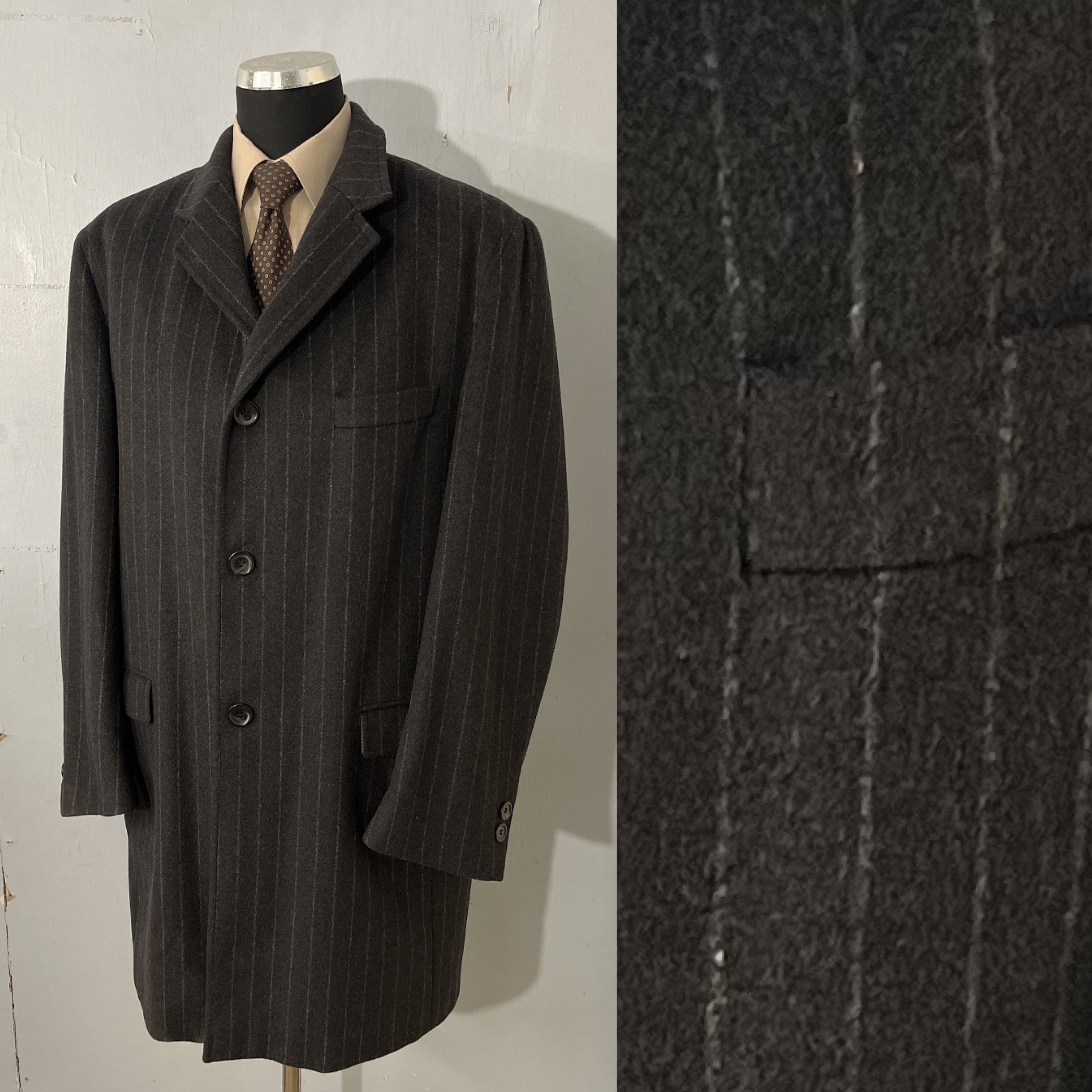 vintage pinstripe double chester coat