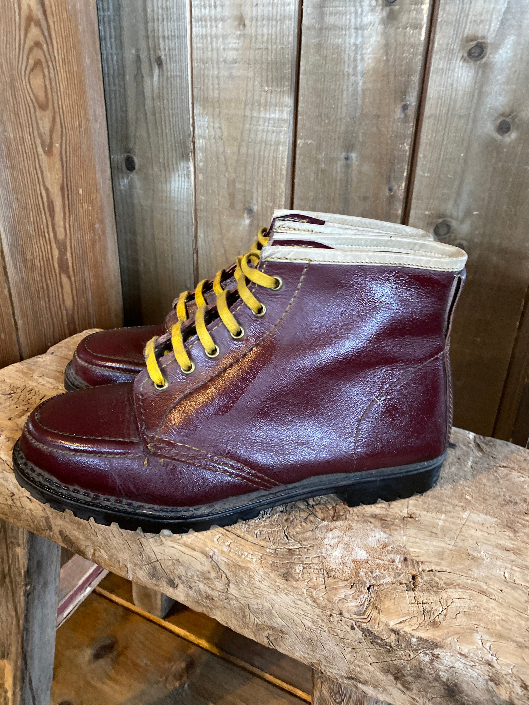 Vintage Lace Up Work Boots, Men's Leather Boots, Size 10