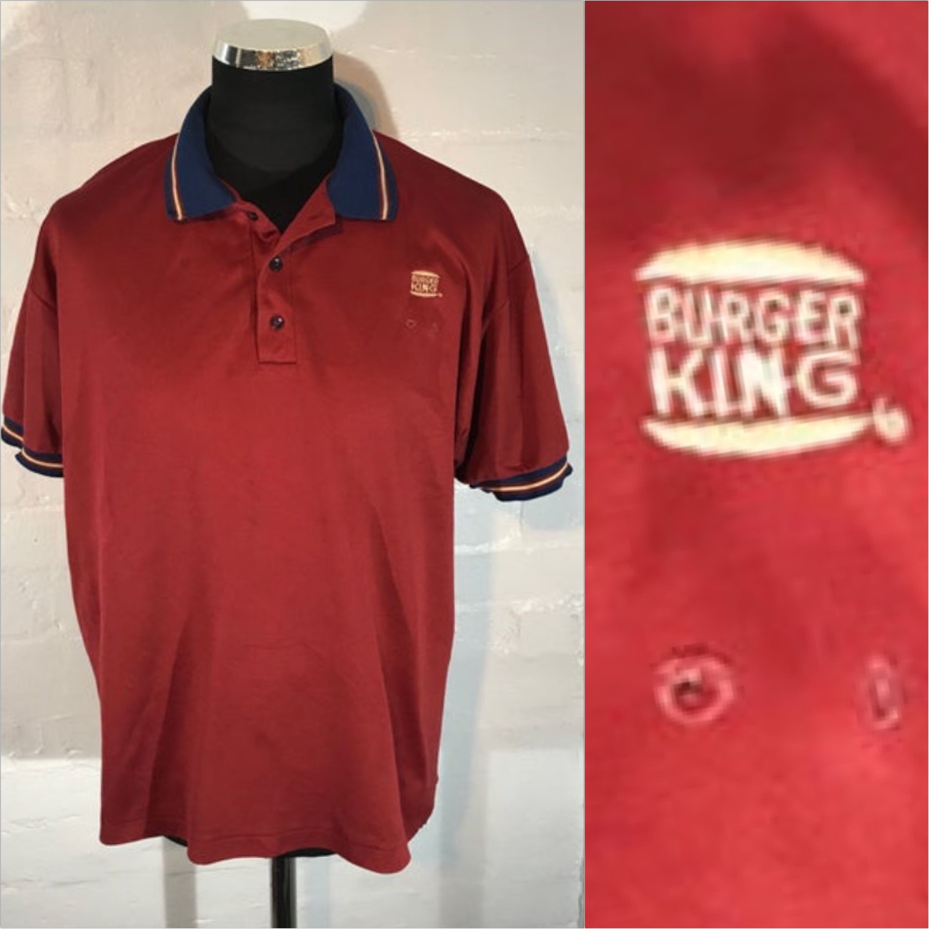 Image of 80S Vtg Work Uniform Polo Short Burger King - Staff