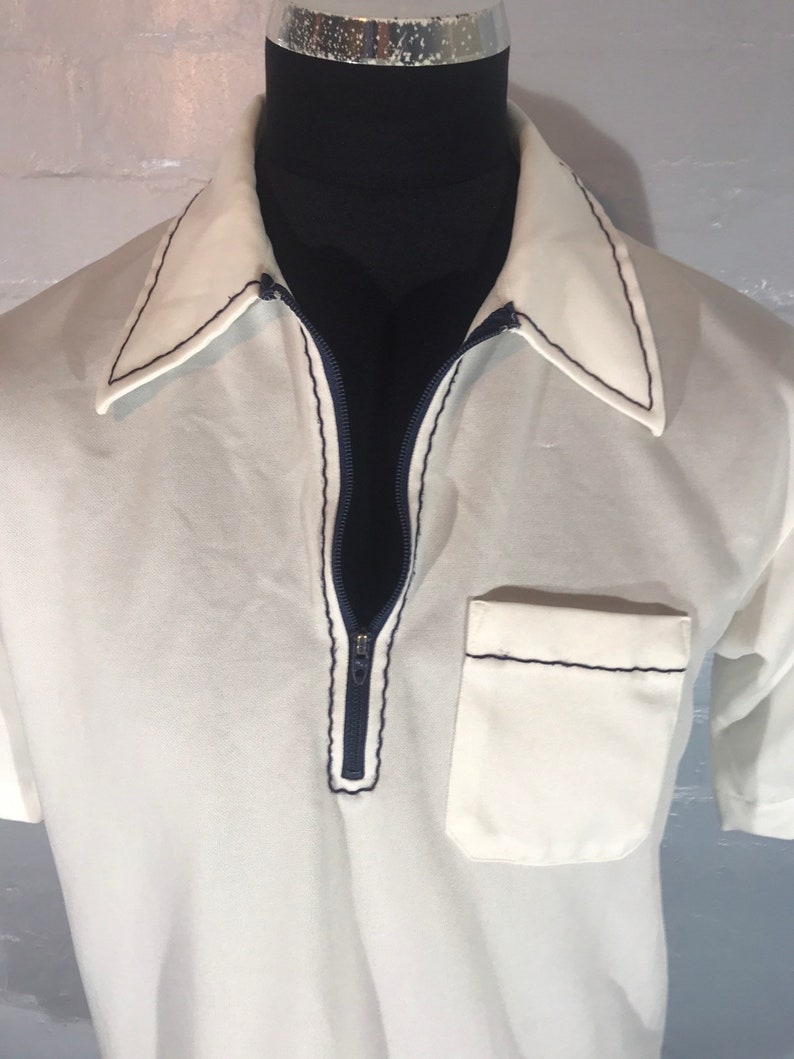 Vtg 70s zip polo top career club made in USA