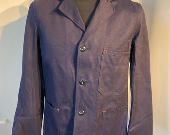 Vintage 1950s 50s 1960s 60s French Blue Work Jacket Workwear Chore 