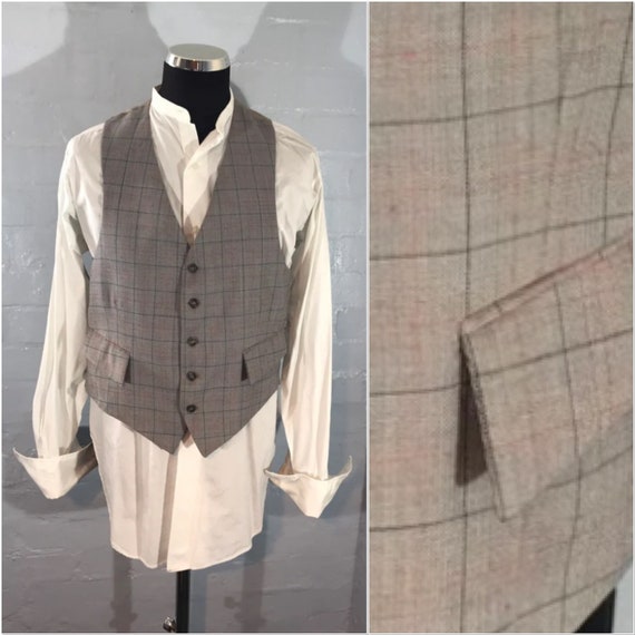 Vtg gents waistcoat  checked tailored suiting - image 1