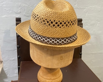 Cavanagh of New York 1950’s Straw Hat Vintage Cavanagh Hats of New York Straw Boater Hat Mens Size  main image 3