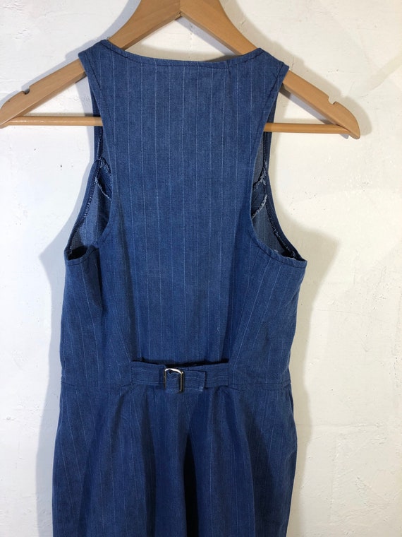 Jumpsuit 70s denim stripe sleeveless made in USA - image 3