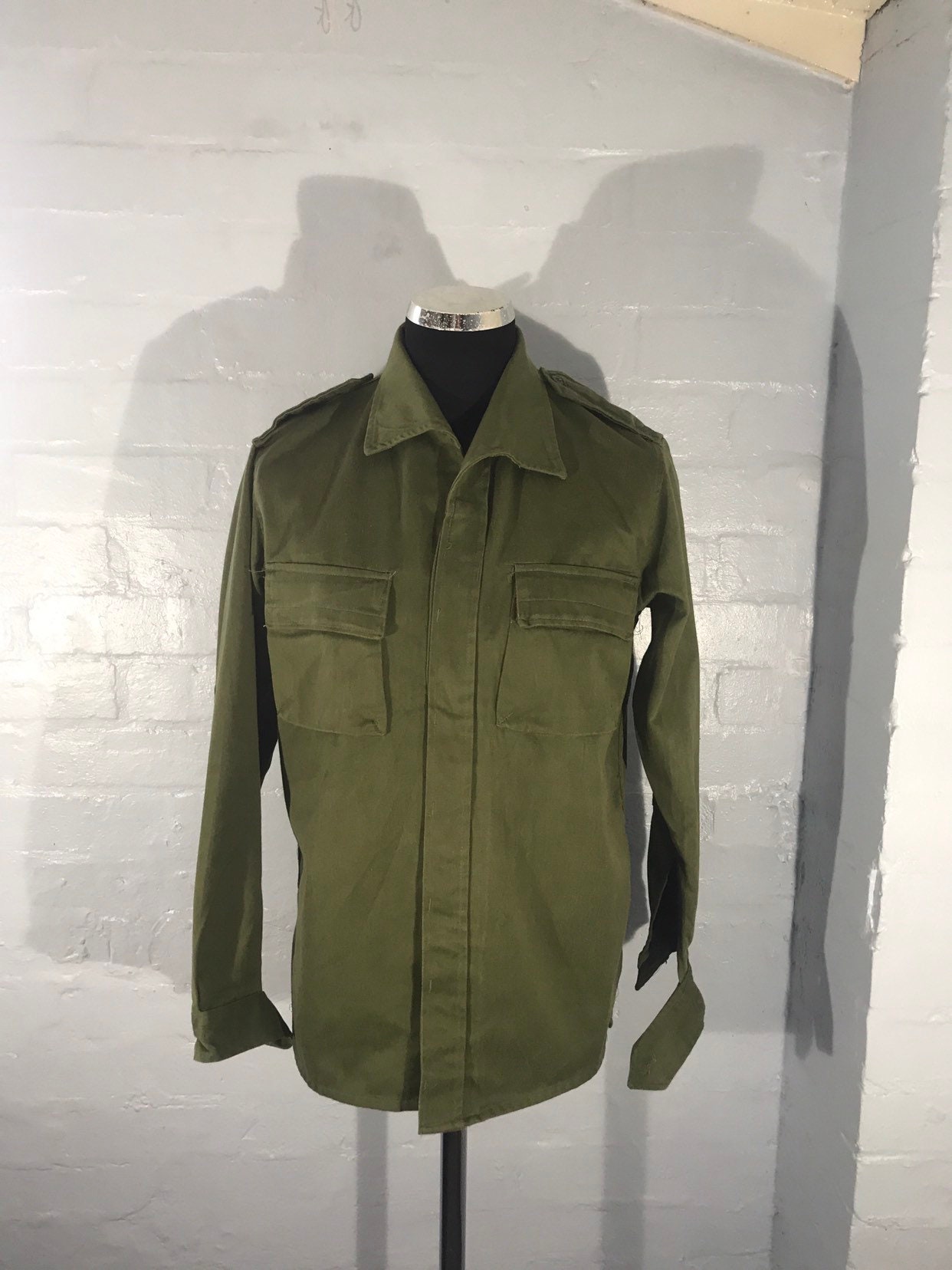 Image of Vtg 70S Army Military Spanish Shirt(Sizes Available