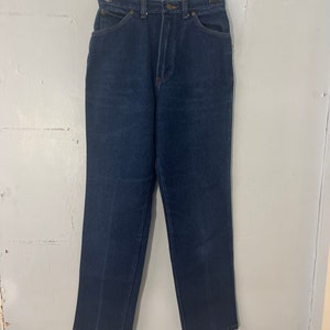 Vtg 80s wrangler western jeans- dark wash-stretch-high waist straight leg jeans made in USA