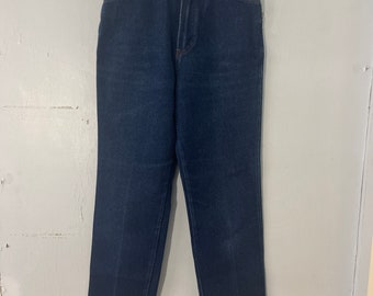 Jeans western Wrangler Vtg anni '80 - jeans a gamba dritta a vita alta elasticizzati con lavaggio scuro realizzati negli Stati Uniti