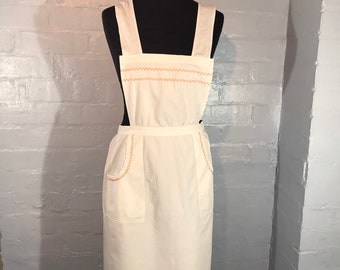 Vtg French antique apron home made hand embroidered