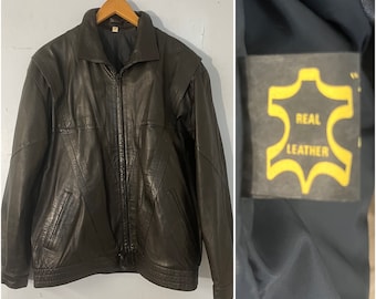 Vtg M 70s/80s leather jkt”Boney M” style made in India