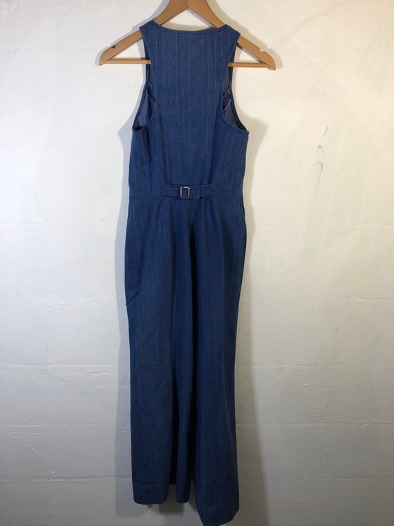 Jumpsuit 70s denim stripe sleeveless made in USA - image 8