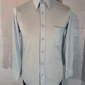 Vtg 70s-80s stretch fitted shirt&quot;Ultressa&quot; fabric JCPenny