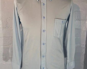 Vtg 70s-80s stretch fitted shirt&quot;Ultressa&quot; fabric JCPenny