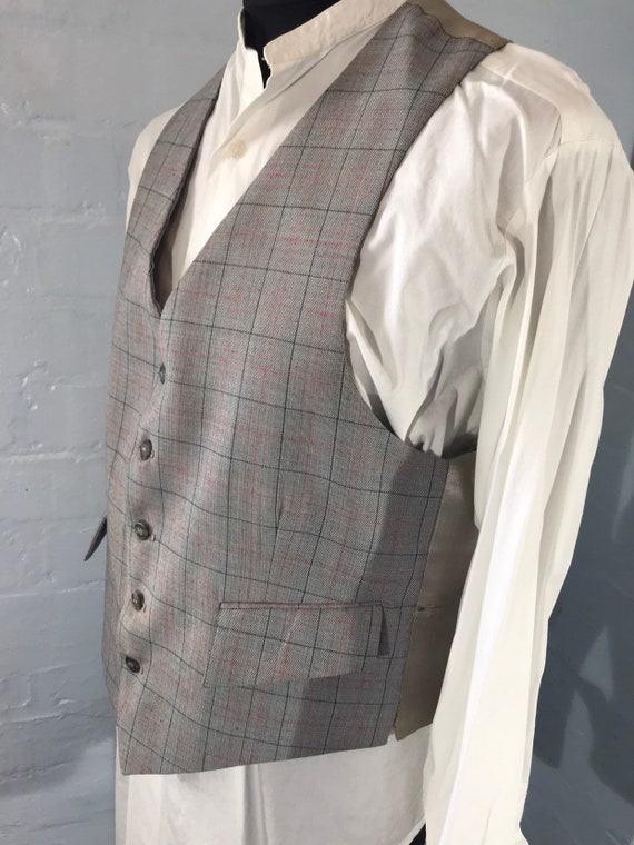 Vtg gents waistcoat  checked tailored suiting - image 5