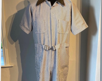 Macacão-macacão-roupa de trabalho Vtg anos 70-tudo em 1 tecido sugador
