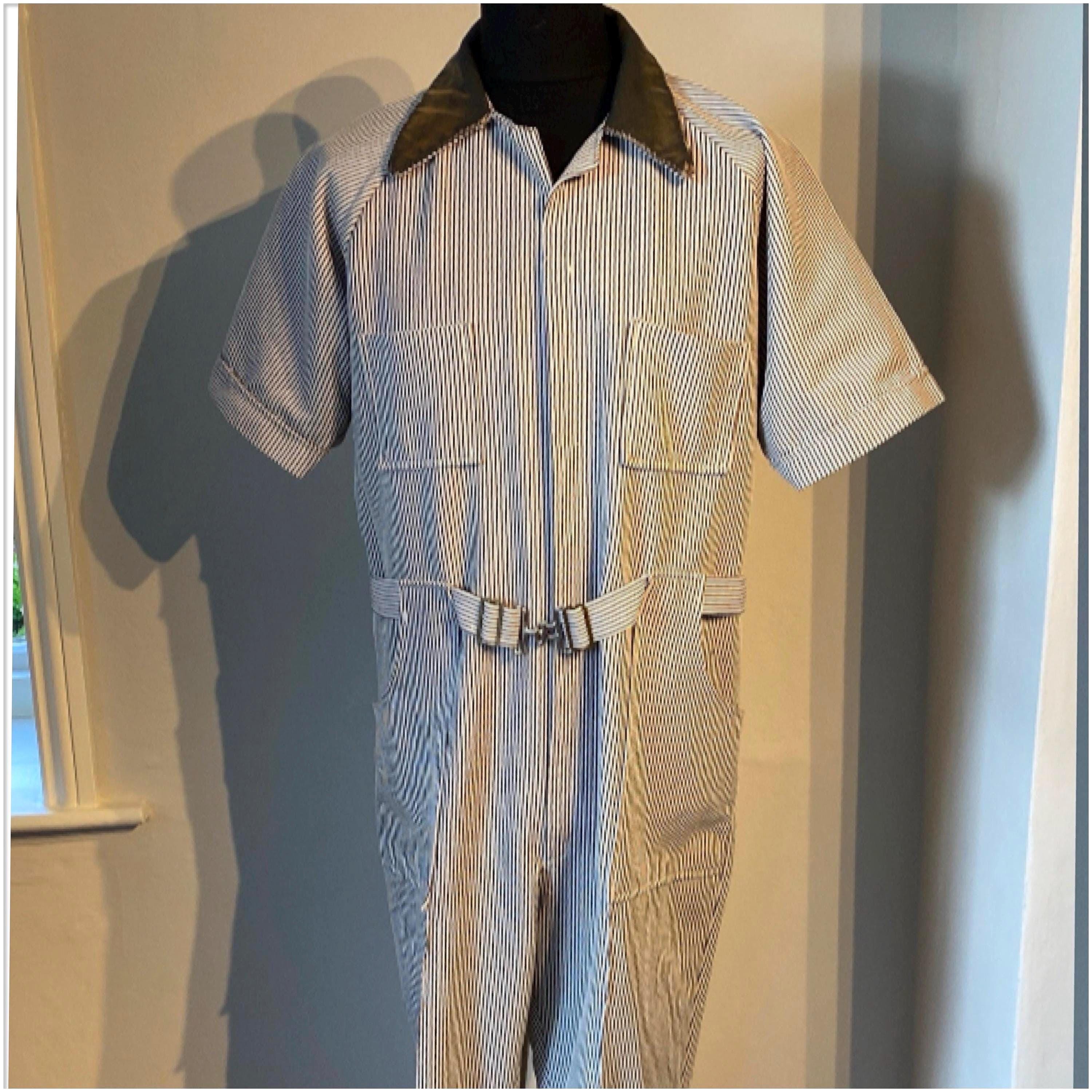 Vtg 70s Jump Suit-coverall-workwear-all in 1 Sear Sucker Fabric - Etsy
