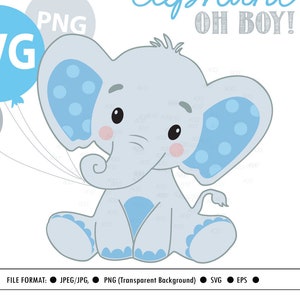 Elephant svg file, boy elephant clip art, cricut print and cut. SVG cutting file for sihouette, cricut cutting. Baby Boy elephant