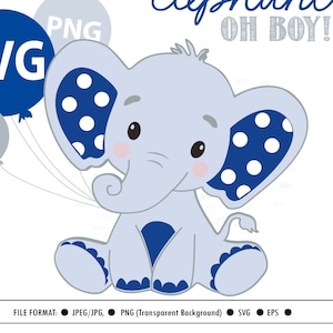 Royal blue baby boy elephant, svg file, clip art, cricut print and cut, cutting SVG file.Dark Blue elephant clip art, cute little boy