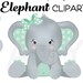 Mint Elephant Clip Art, Baby Girl Peanut Mint Green Cute Little ...