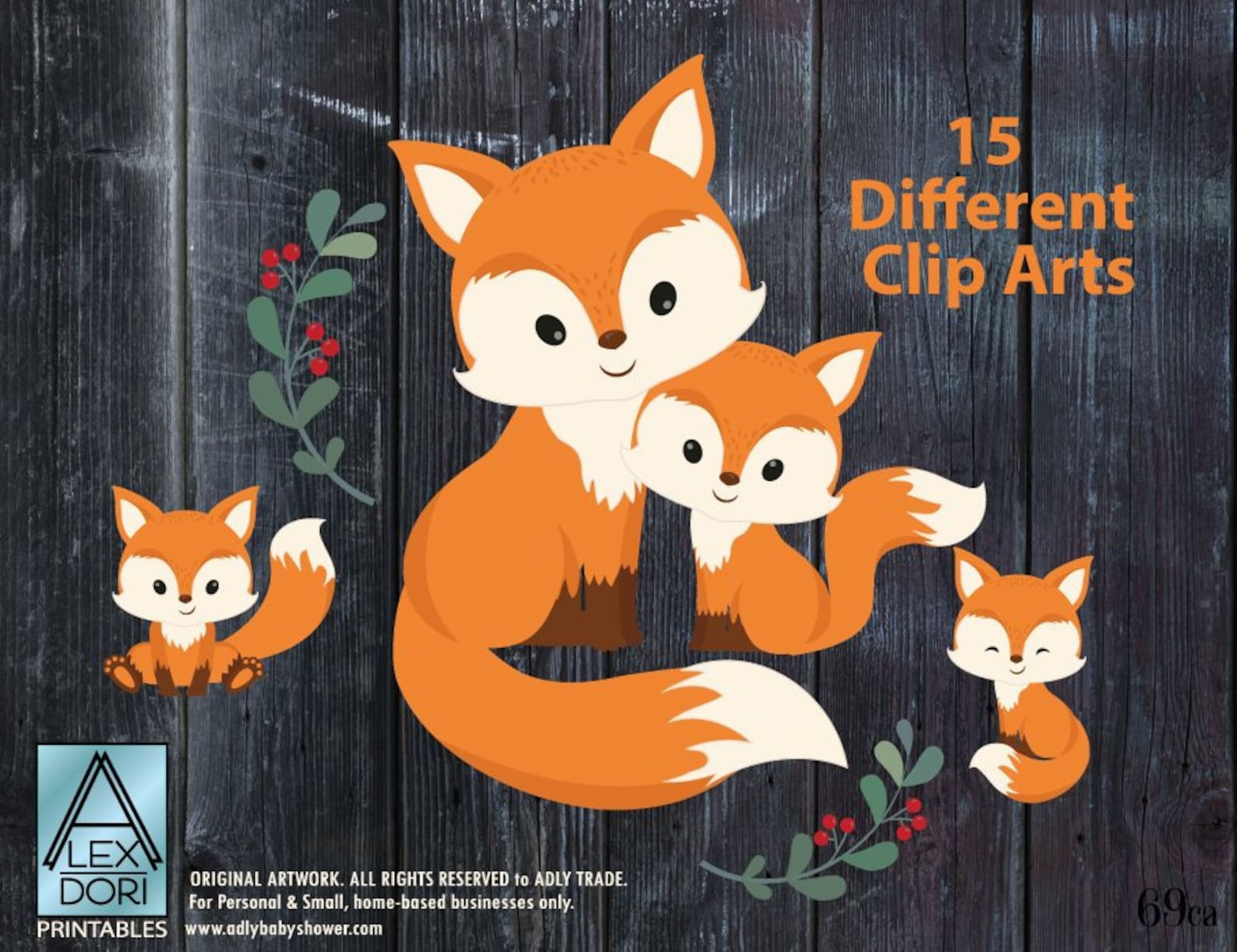 Fox Clip Art Cute Little Baby Fox Mommy Woodland Vector - Etsy