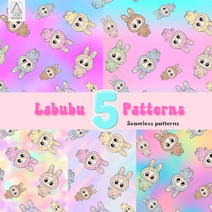 Labubu Muster, süßes Labubu Muster, süße Monster-Hintergründe, Labu Sublimation, Labubu Digital Paper Printable Rapport