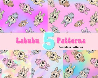 Labubu patterns, Labubu seamless pattern Labubu, cute monster tumbler backgrounds, labubu sublimation, Labubu Digital Paper Printable repeat