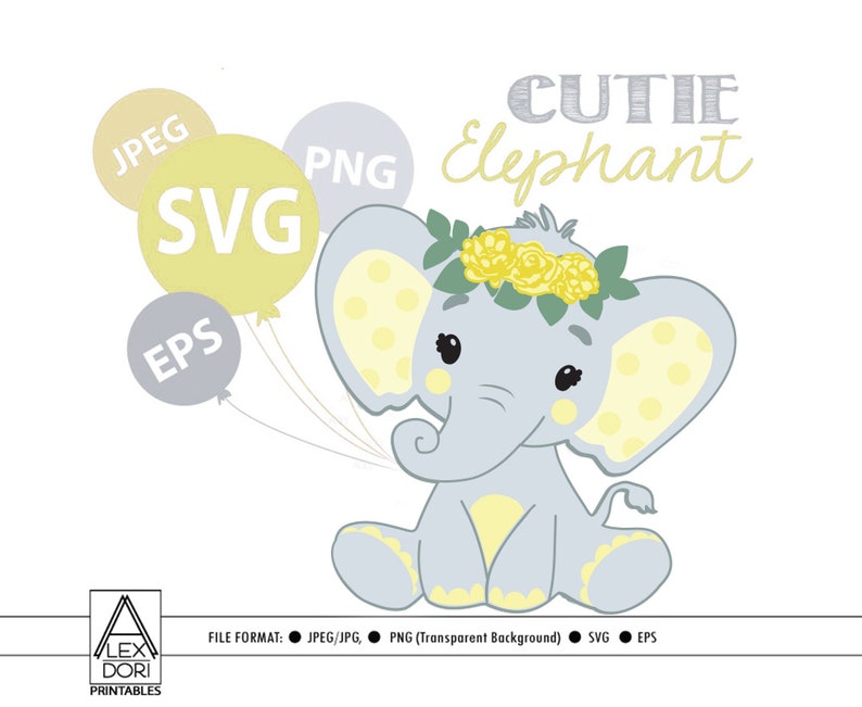 Download Art Collectibles Clip Art Baby Girl Elephant For Baby Shower Birthday Vector Clip Art Crown Comm Use Diaper Cake Roses Girl Elephant Svg Yellow Peanut Flowers