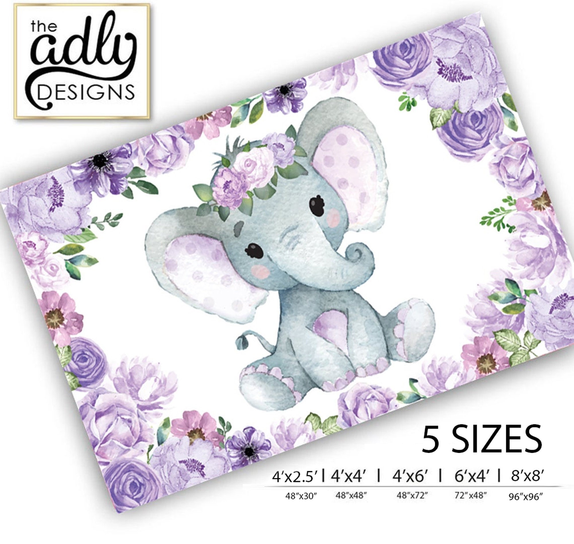 Purple Elephant Banner Printable Elephant Baby Shower - Etsy