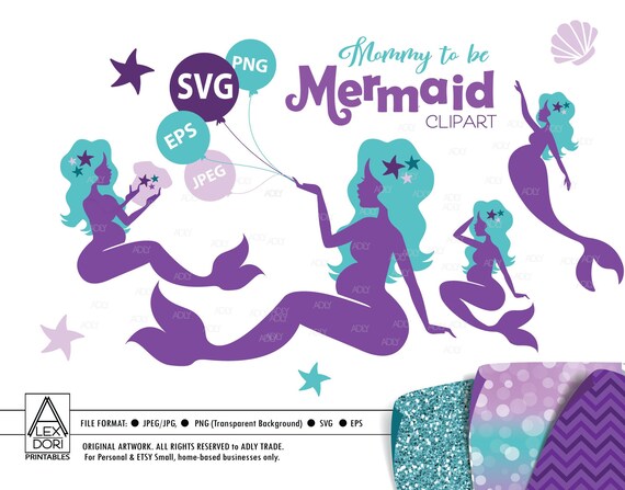 Download Free Mermaid Clip Art Mermaid Svg Pregnant Mermaid Baby Shower Etsy SVG Cut Files