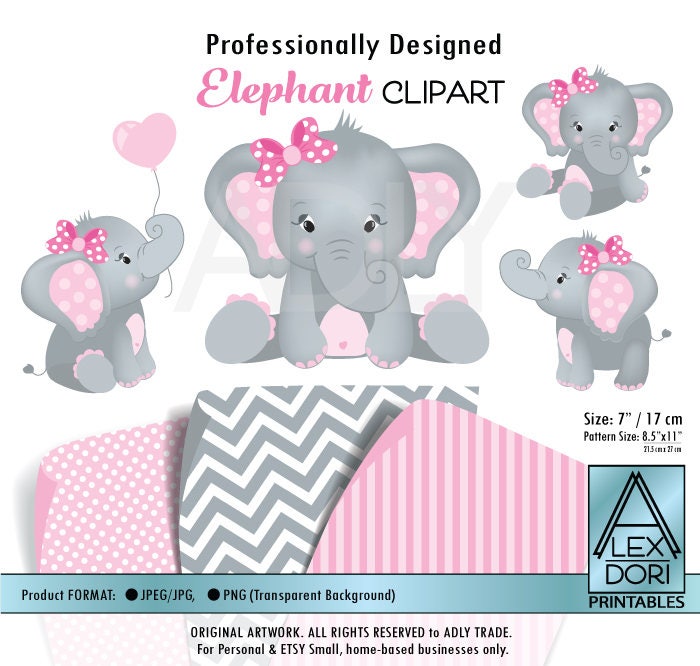 Girl Elephant Shower Baby Elephant Elephants Clip Art Png Etsy