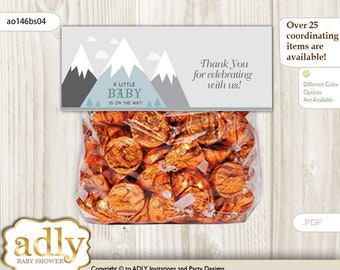 Adventure Mountain Treat Goodie bag Toppers Printable for Baby Adventure Shower or Birthday  Gray White, Boy - ao146bs4