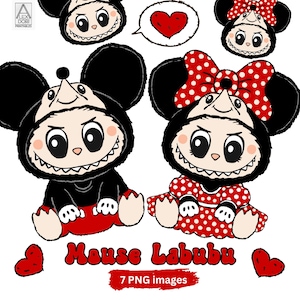 Labubu Mouse Clip Art: Hand-Drawn PNG Images for Sublimation