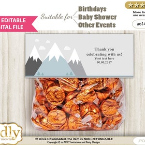 DIY Editable Adventure Mountain Goodie, Treat Bag Toppers Archivo digital, imprimir en casa para cumpleaños, baby shower, bautismo Boy - ao146bs4c