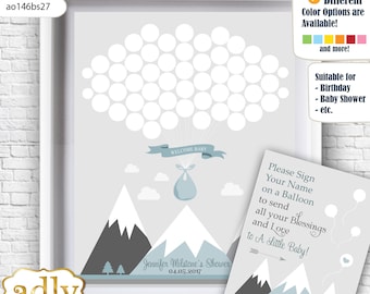 Adventure Mountain Guest Book Printable Alternative, Adventure Mountain  Baby Shower, Bridal, Birthday Gray White  Boy-ao146bs27