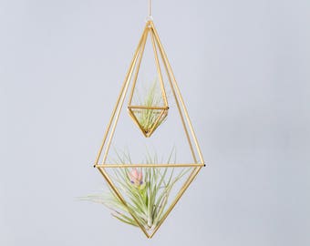 Geometric Modern Industrial Double Inside Himmeli Air Plant Holder