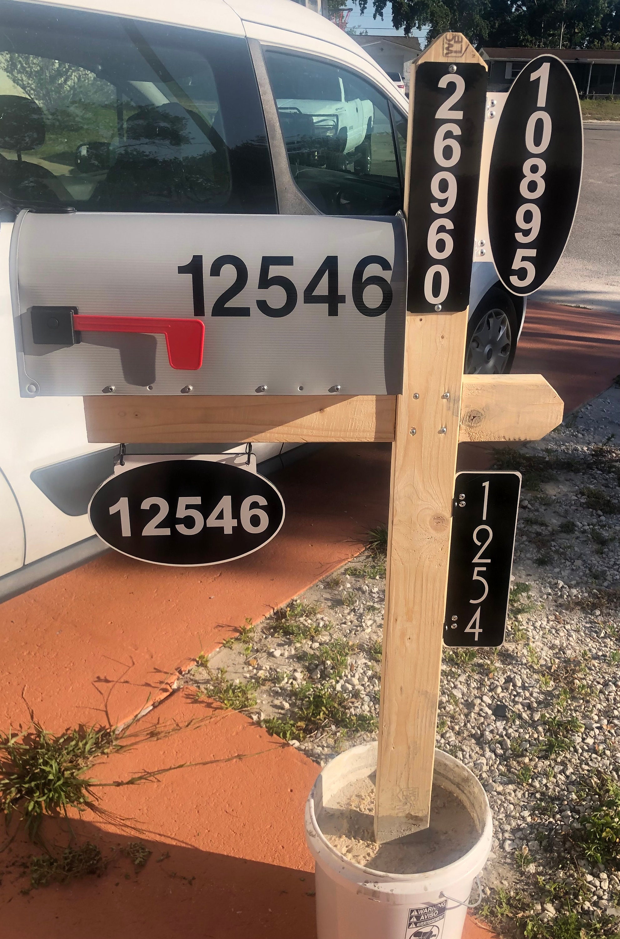 Hanging Reflective mailbox post sign Ariel font up to 5 Etsy