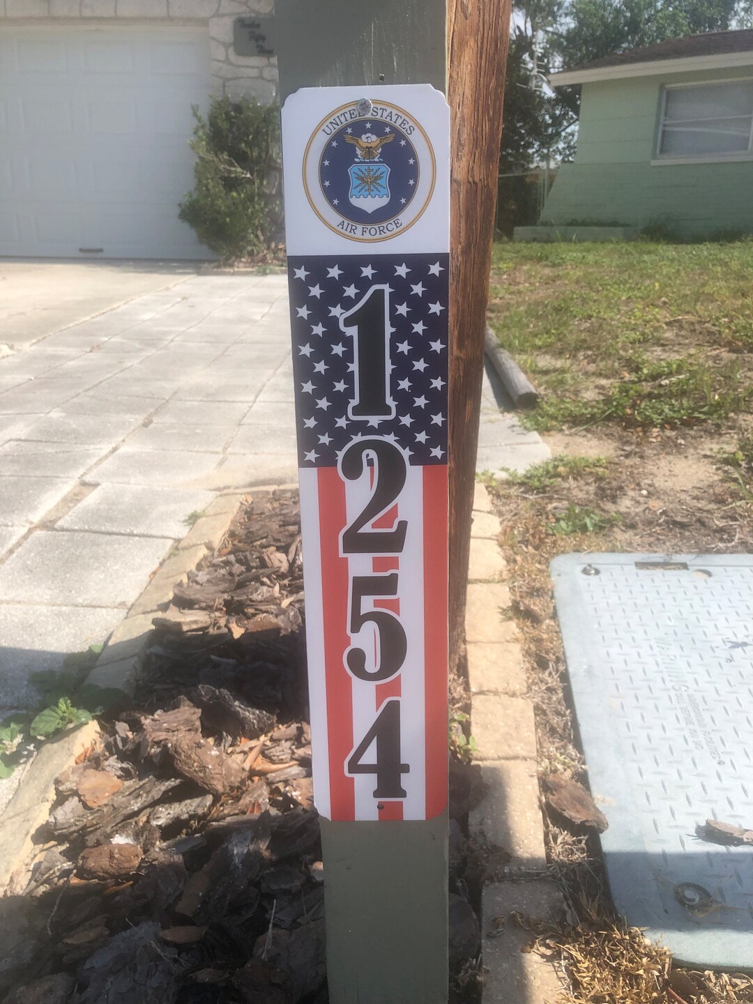 Mailbox Post House Numbers 2 Ea Military Logo Flag Design Etsy