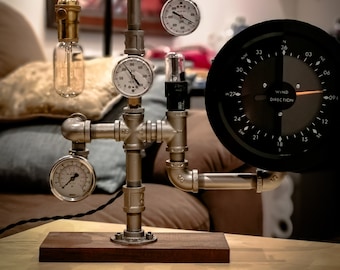 Lampe de table industrielle steampunk : calibre 5, tube à vide, style Edison