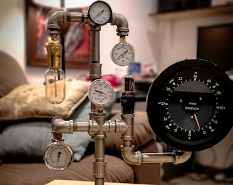 Lampe de table industrielle steampunk : calibre 5, tube à vide, style Edison