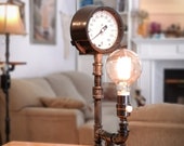 Industrial Table Lamp made with Large Pressure Gauge (Edison Style)