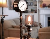 Industrial Table Lamp made with Large Pressure Gauge (Edison Style)