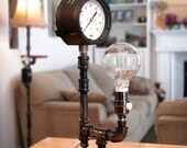 Industrial Table Lamp made with Large Pressure Gauge (Edison Style)