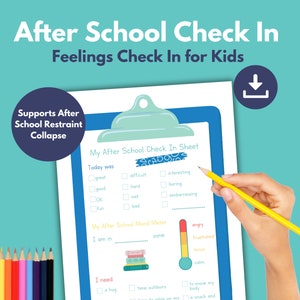 Kids Emotion Check In for After School | PRINTABLE Emotional Regulation Support | School Anxiety, School Avoidance |  INSTANT DOWNLOAD