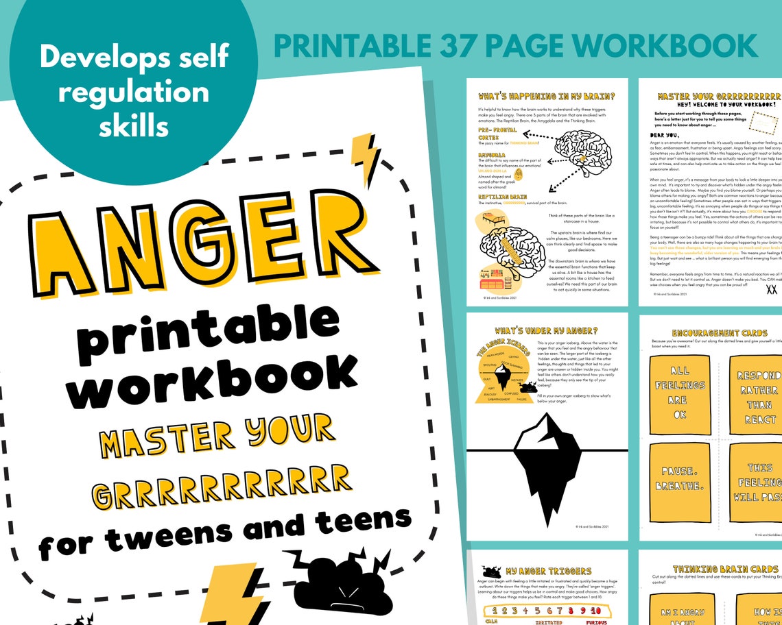 Anger Management Printable Workbook for Teenagers Emotional | Etsy