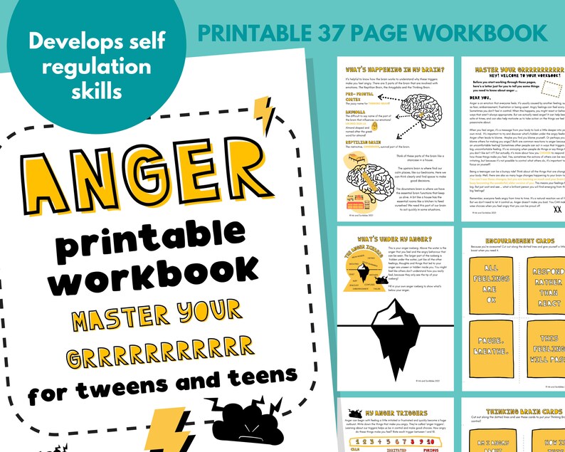 Anger Management Printable Workbook for Teenagers Emotional | Etsy
