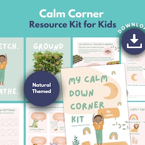 Calm Down Corner PRINTABLE Organic Nature Themed Kit for Kids | Self Regulation, Calming Strategies, Relaxation for Mindful Kids | Time In